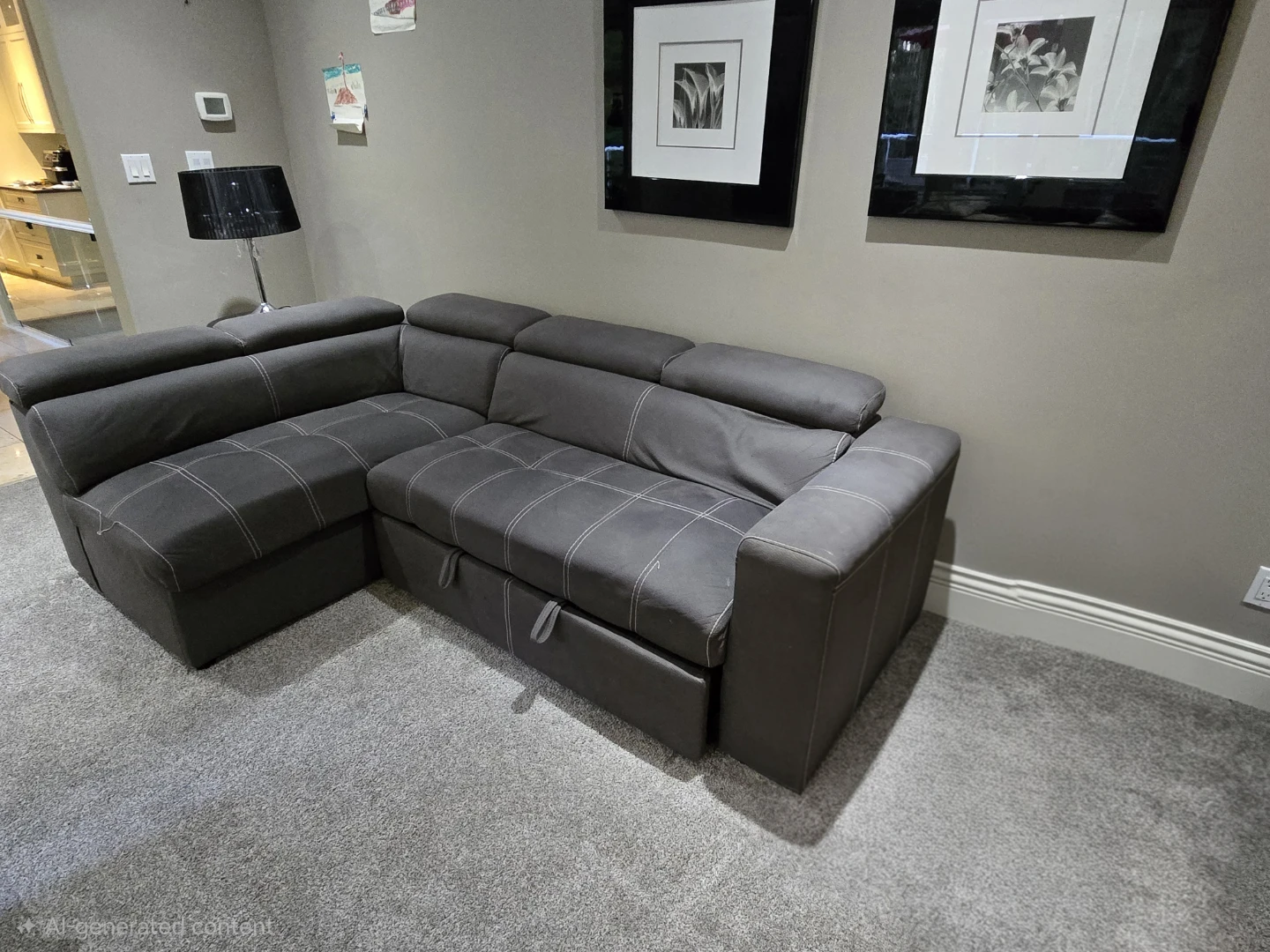 Grey Sectional Sofa Bed - photo 2