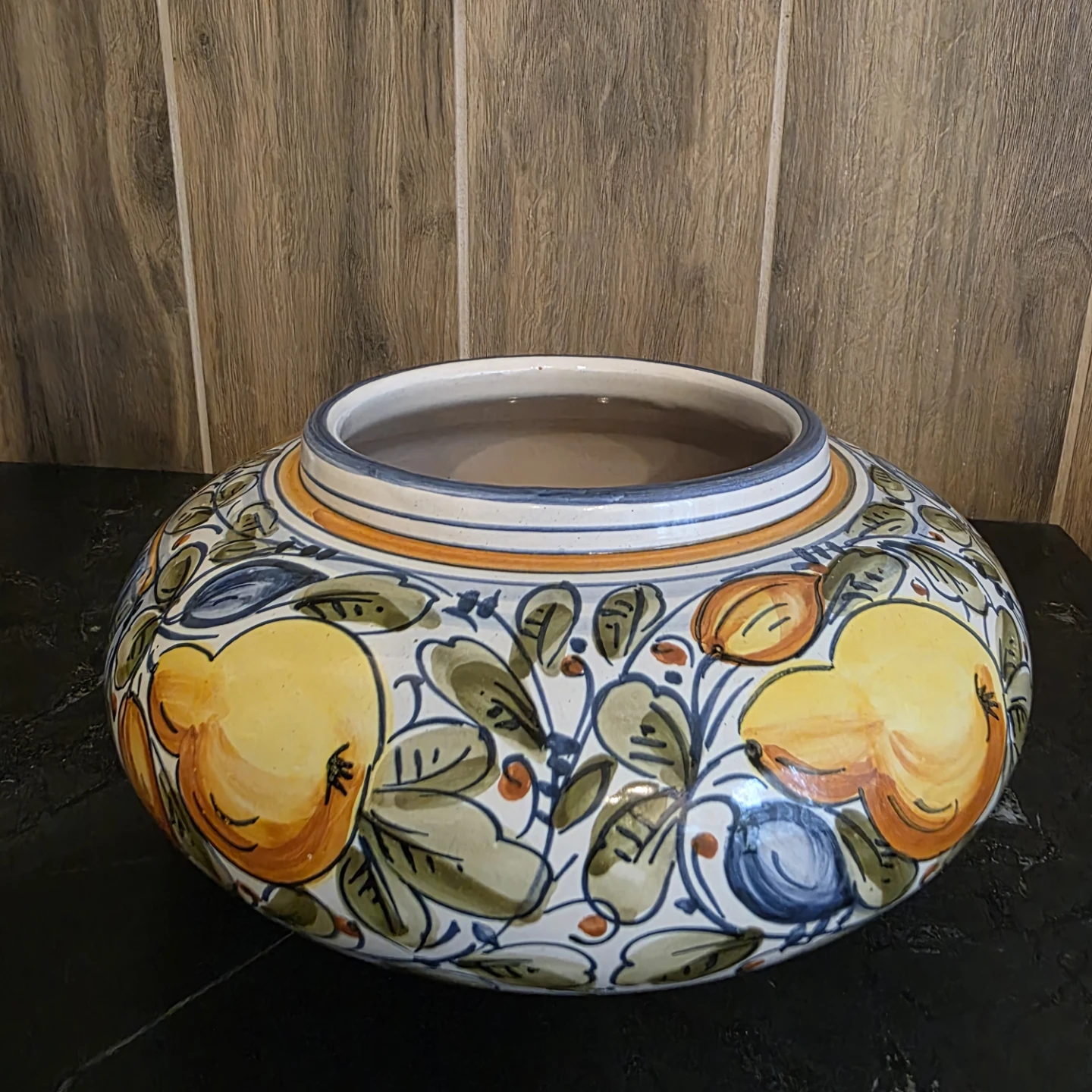 Italy Ledar Hand-Painted "Biscotti" Ceramic Jar