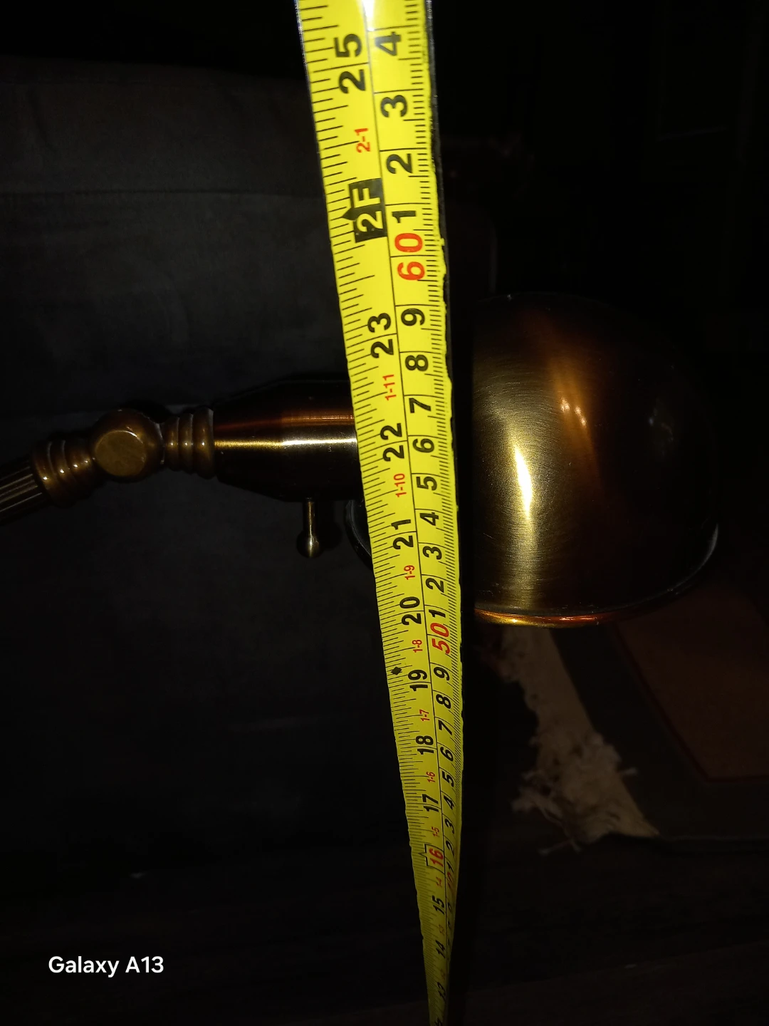 Brass Adjustable Desk Lamp with Dark Wood Accenta and - photo 5