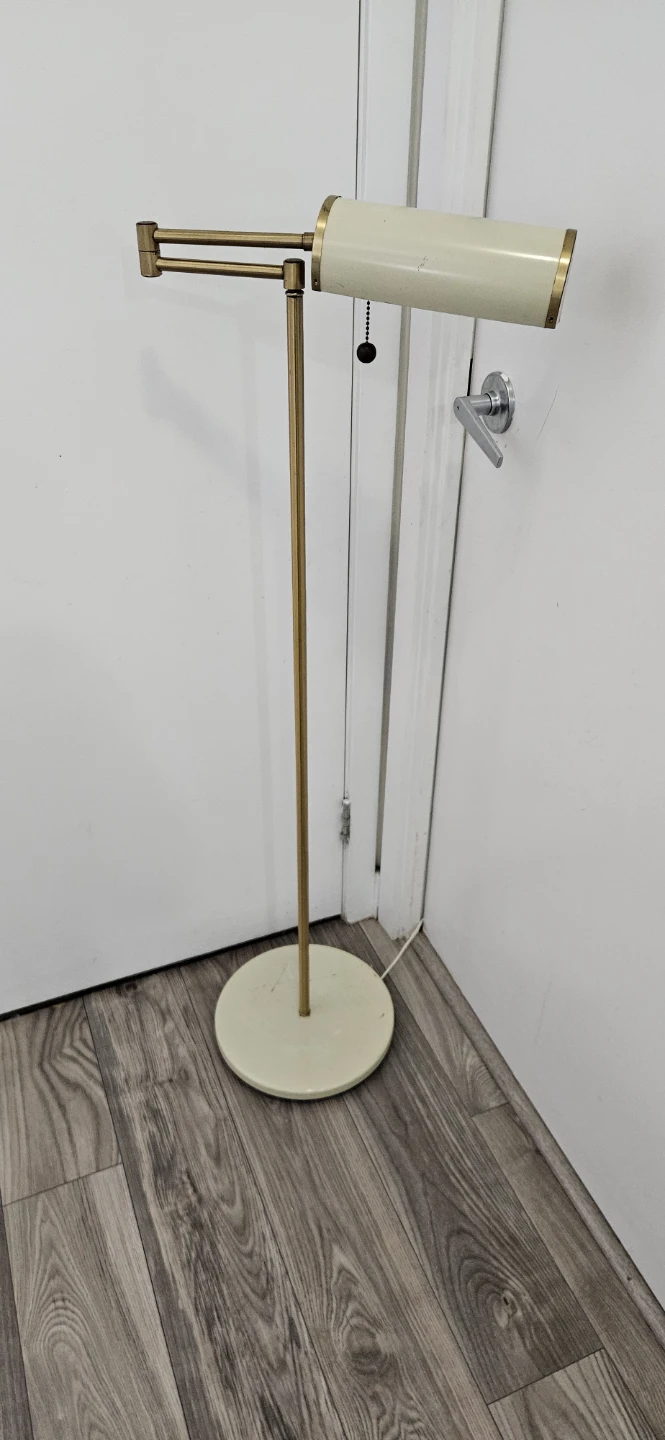 Adjustable Floor Lamp - Cream and Brass