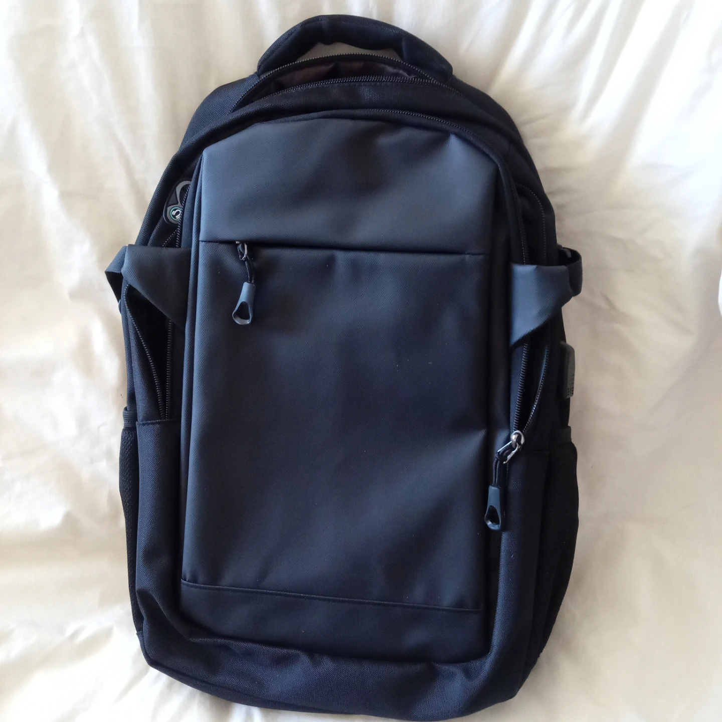 Black Laptop USB Charging Backpack