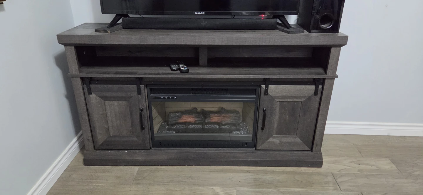 Rustic Grey Electric Fireplace TV Stand