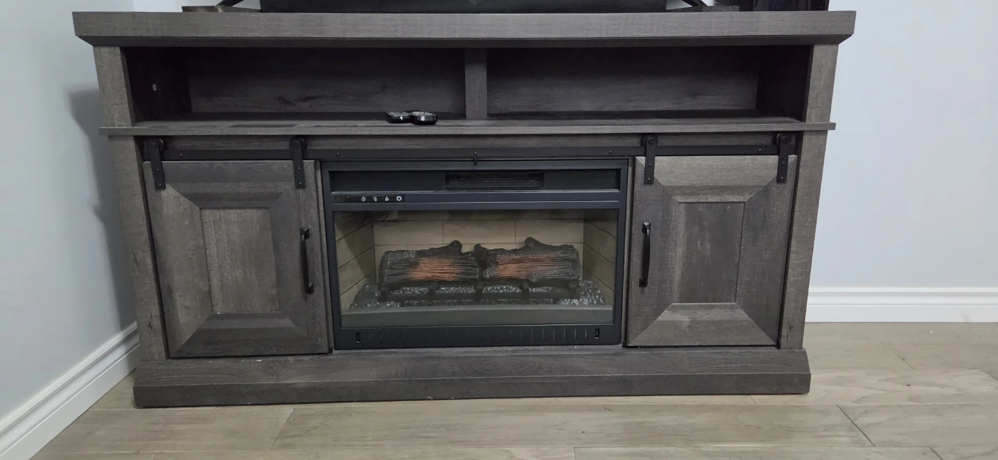 Rustic Grey Electric Fireplace TV Stand - photo 2