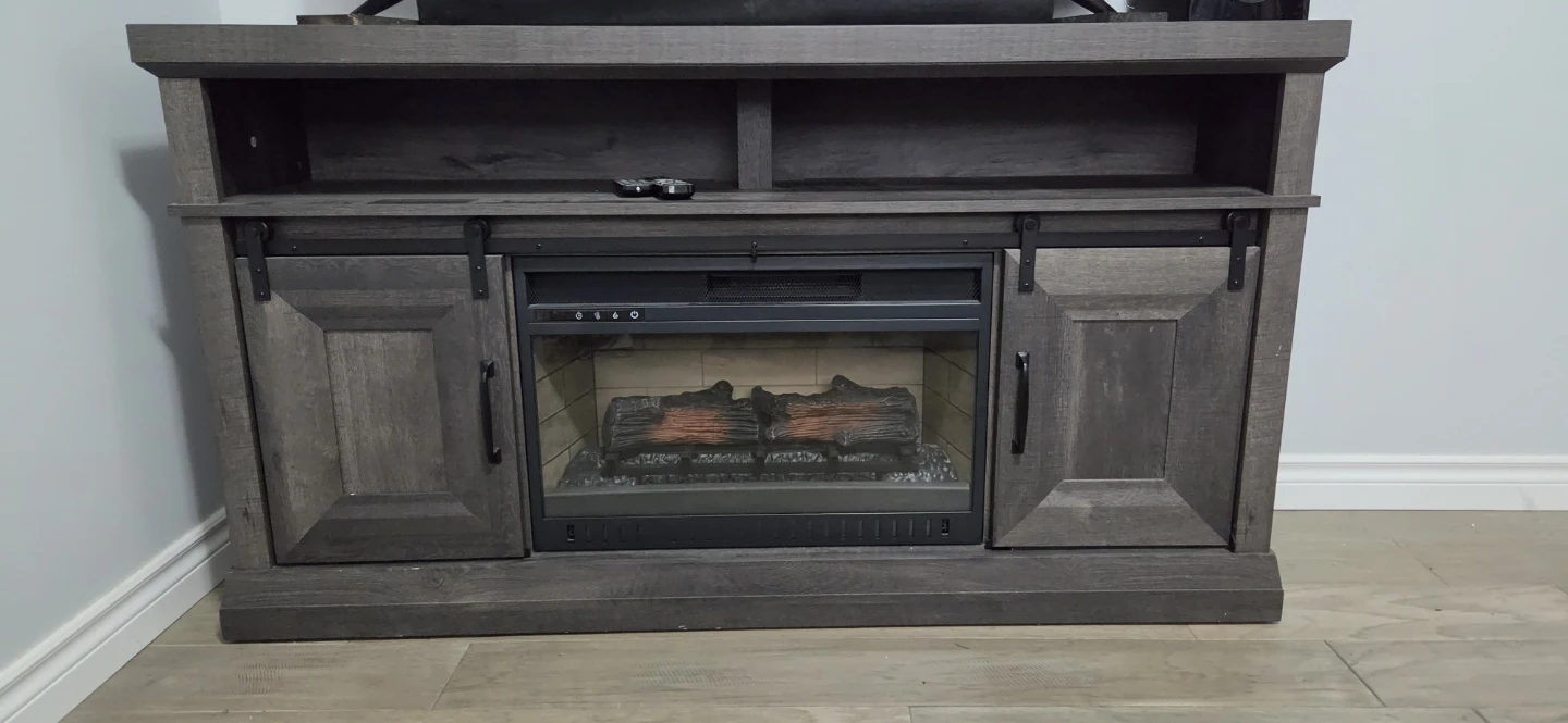 Rustic Grey Electric Fireplace TV Stand - photo 3