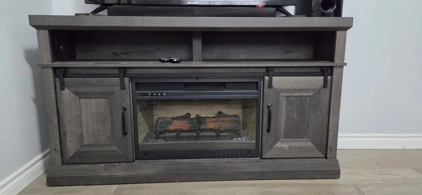 Rustic Grey Electric Fireplace TV Stand - photo 5