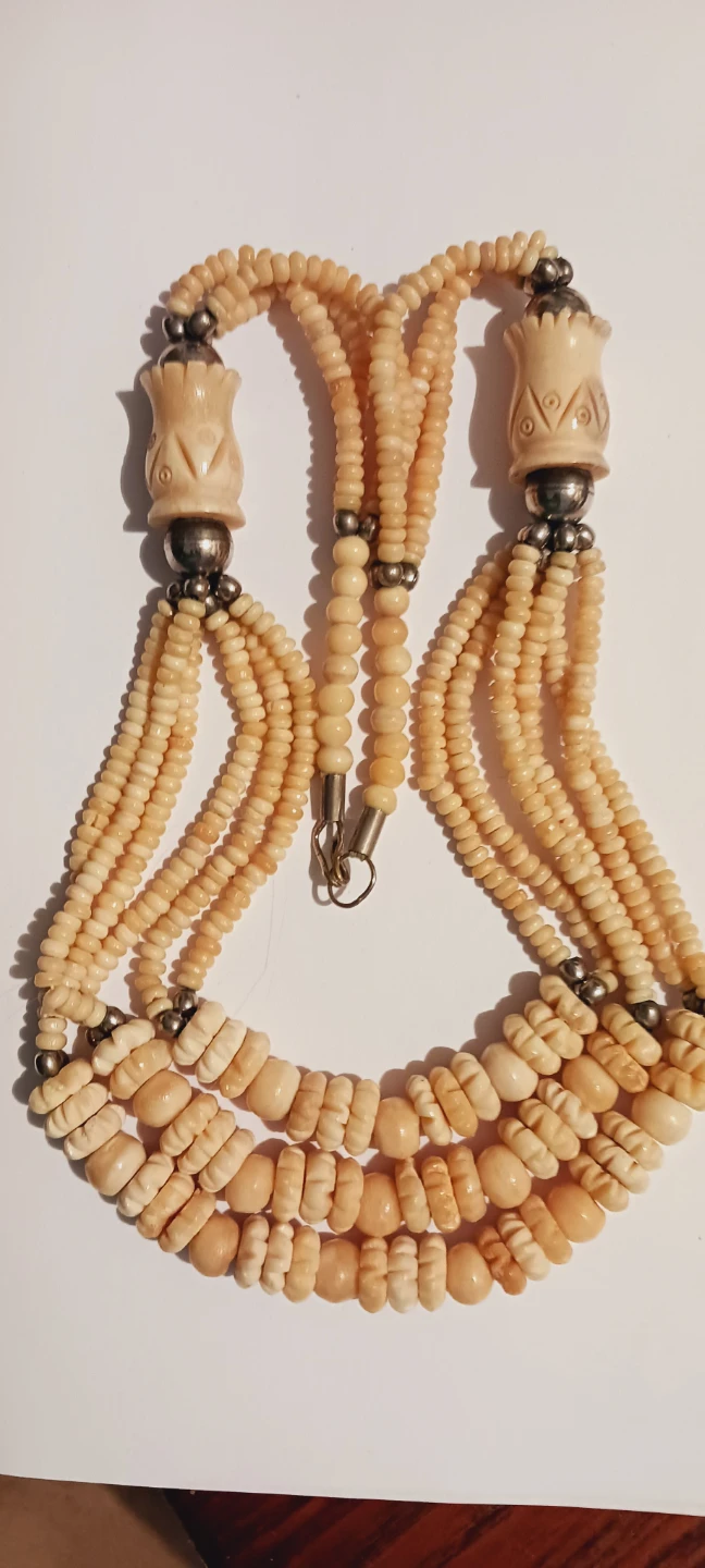 Gorgeous Multi-Strand Carved Bone Beaded Necklace - photo 4