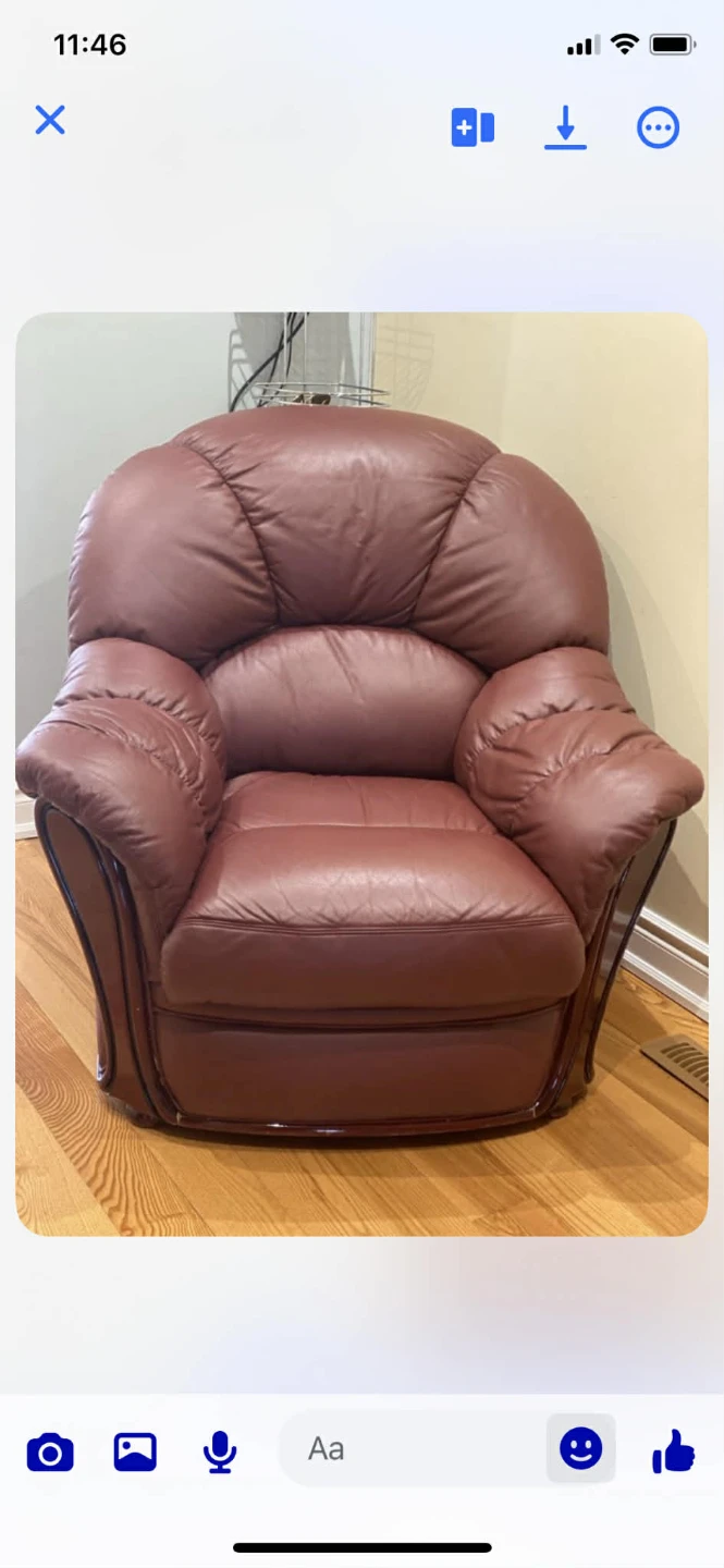 Brown Leather Loveseat and Armchair Set