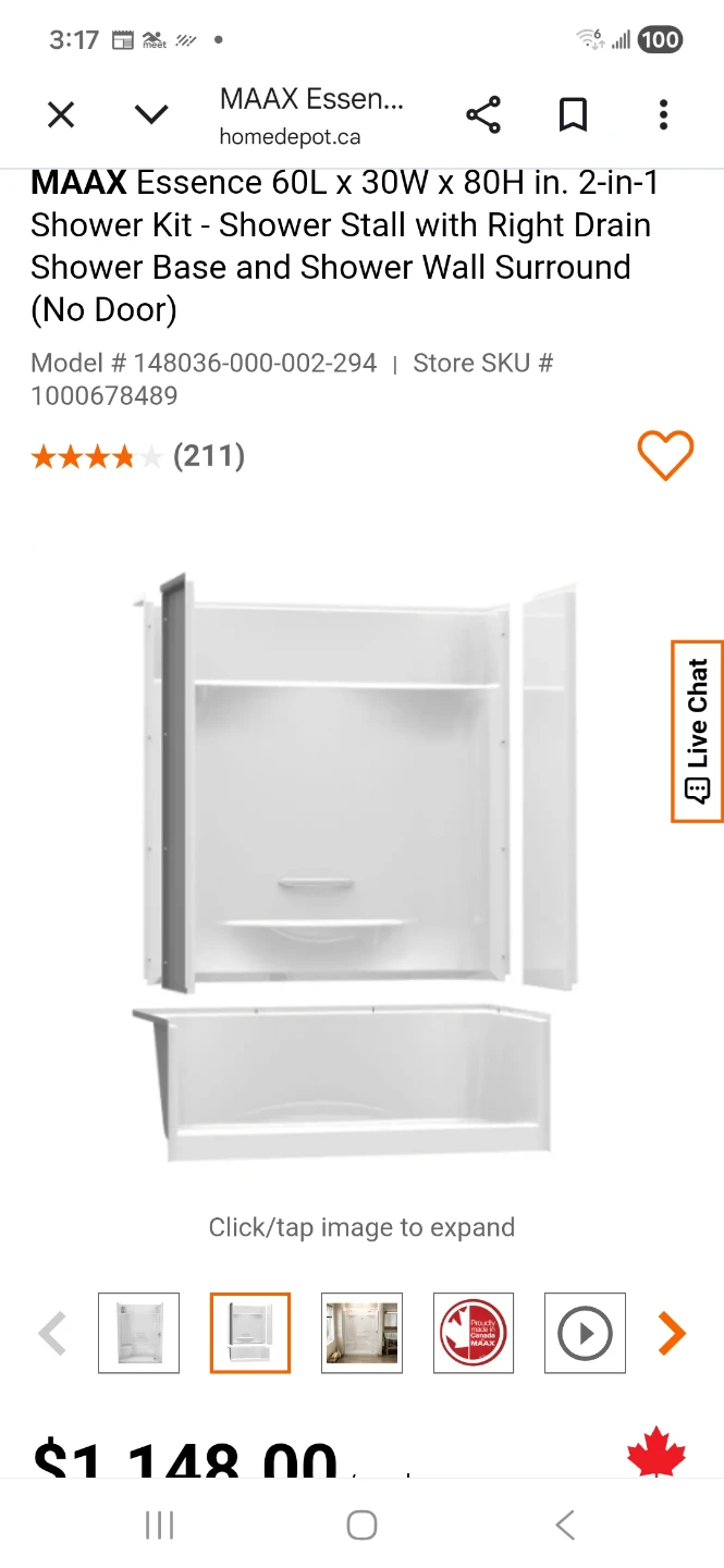 MAAX Essence 60" x 30" x 80" Shower Kit