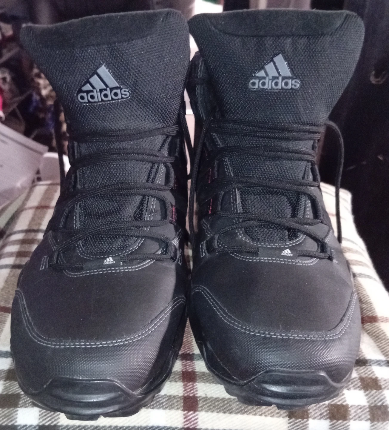 Adidas Black on Bkack High Tops, new