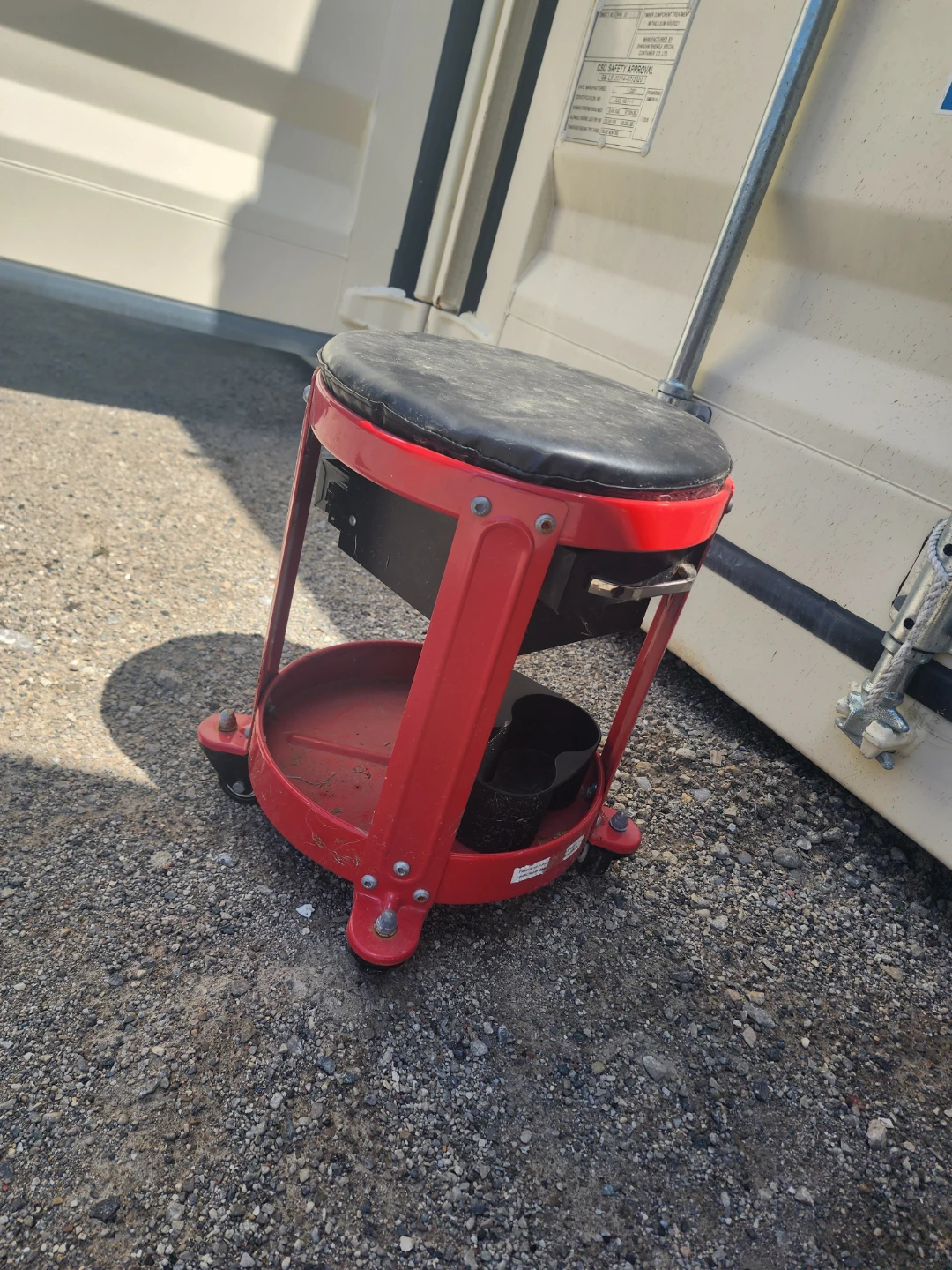 Red Rolling Mechanic's Stool with Storage - photo 3