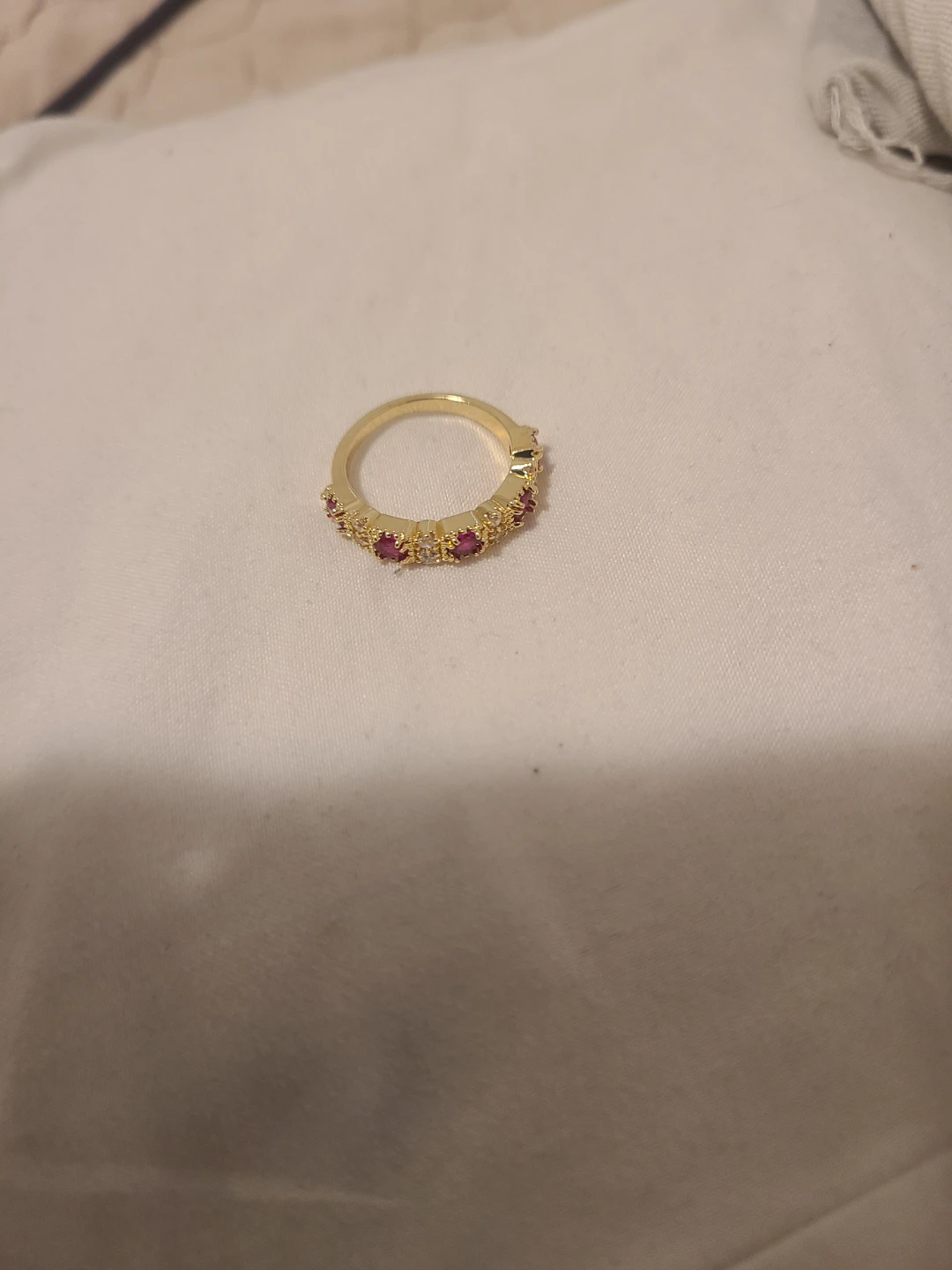 14k gold plated ruby diamonds zirconite ring