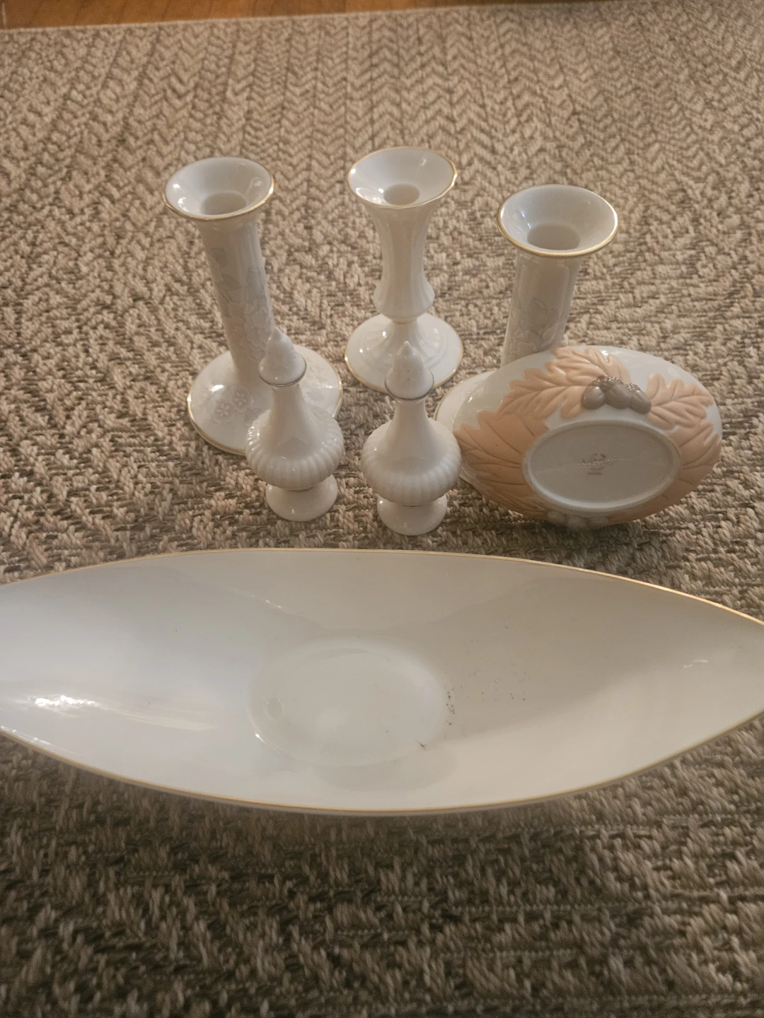 Collection of White Porcelain Lenox   Pieces with Gold Trim
