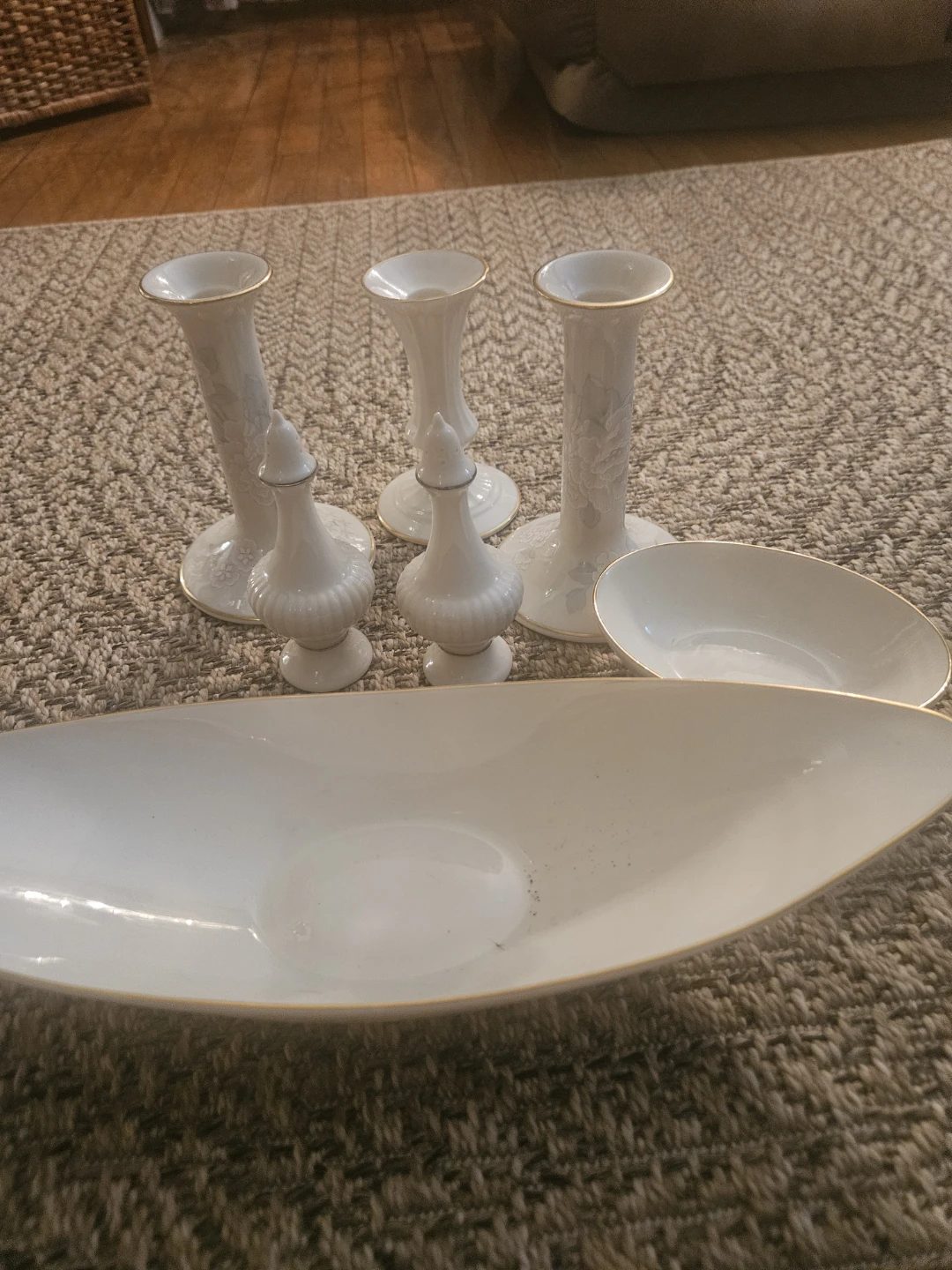 Collection of White Porcelain Lenox   Pieces with Gold Trim - photo 2