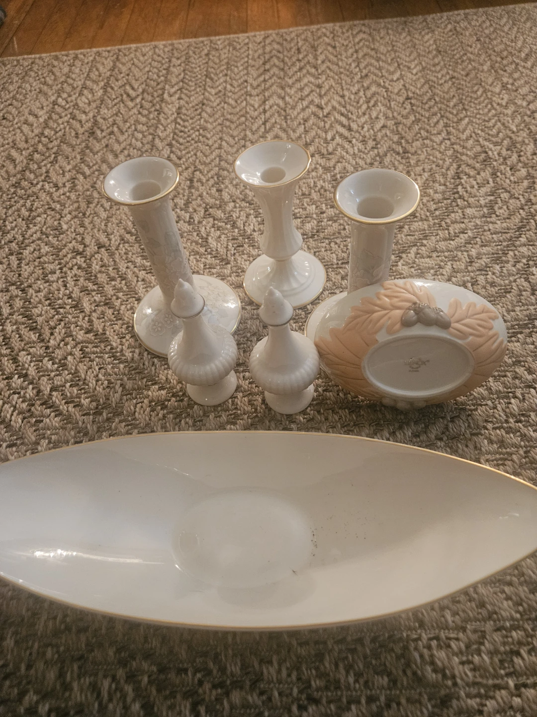 Collection of White Porcelain Lenox   Pieces with Gold Trim - photo 3