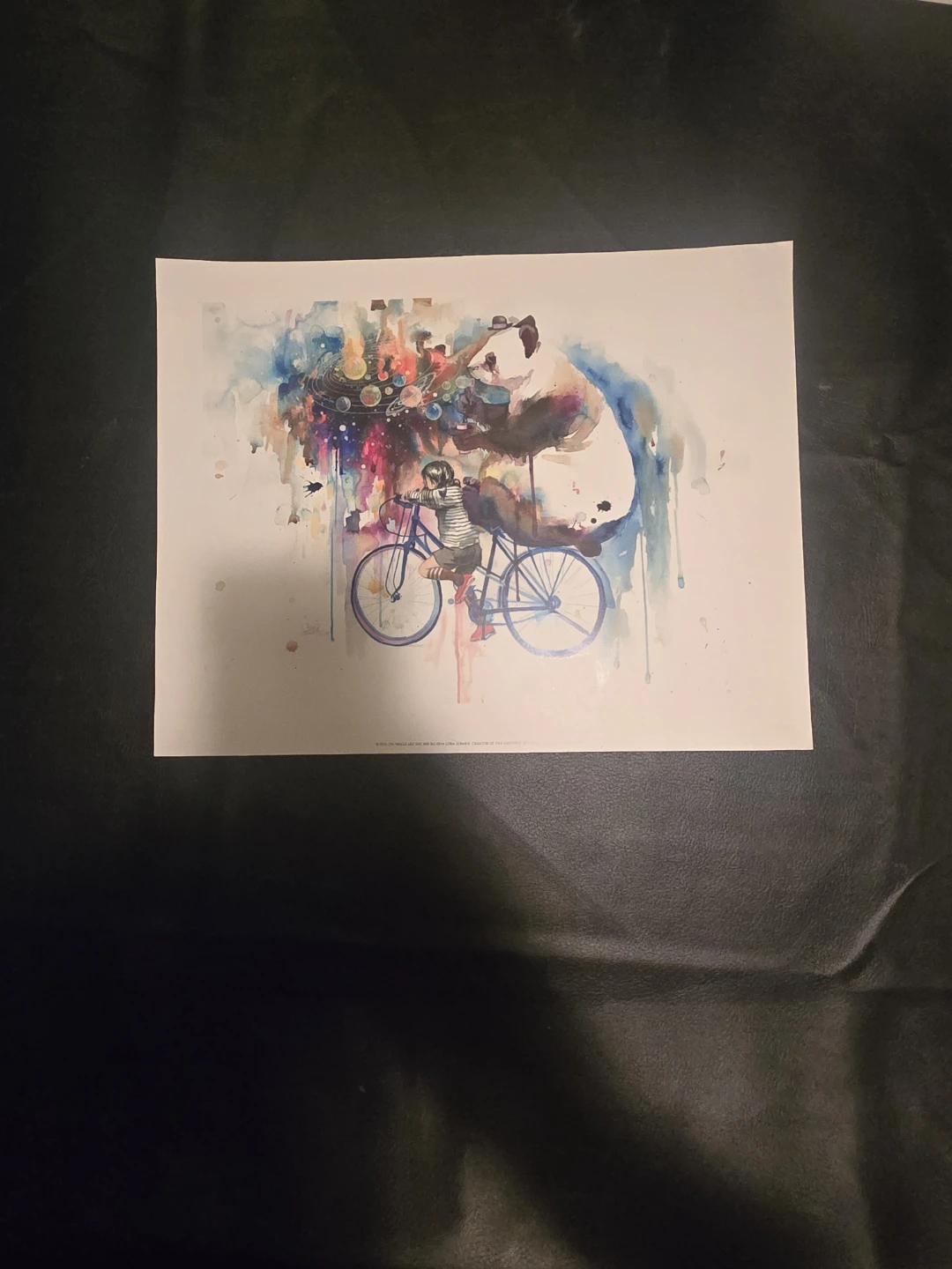 Two Art Prints: Panda on Bike & Shark - photo 2