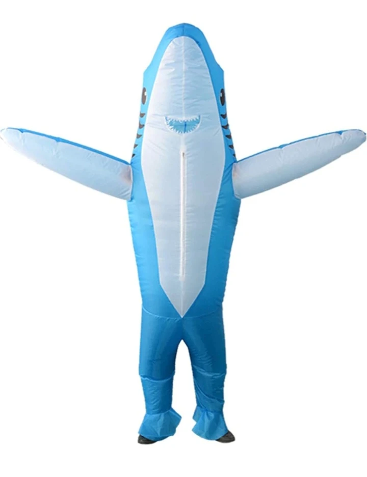 NEW!   Blue Inflatable Shark Costume - photo 2