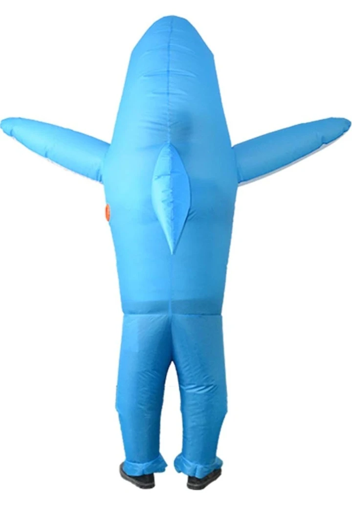 NEW!   Blue Inflatable Shark Costume - photo 3