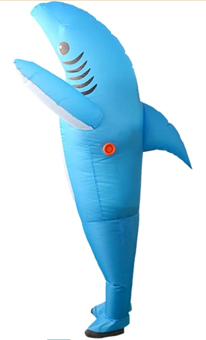NEW!   Blue Inflatable Shark Costume - photo 4