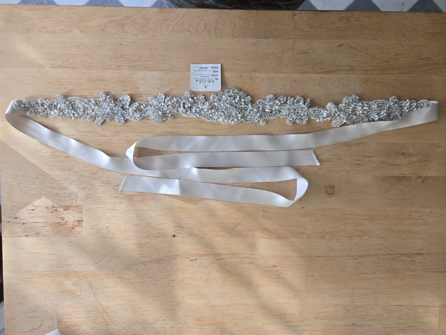 Embellished Bridal Sash with Pearls and Rhinestones - photo 2
