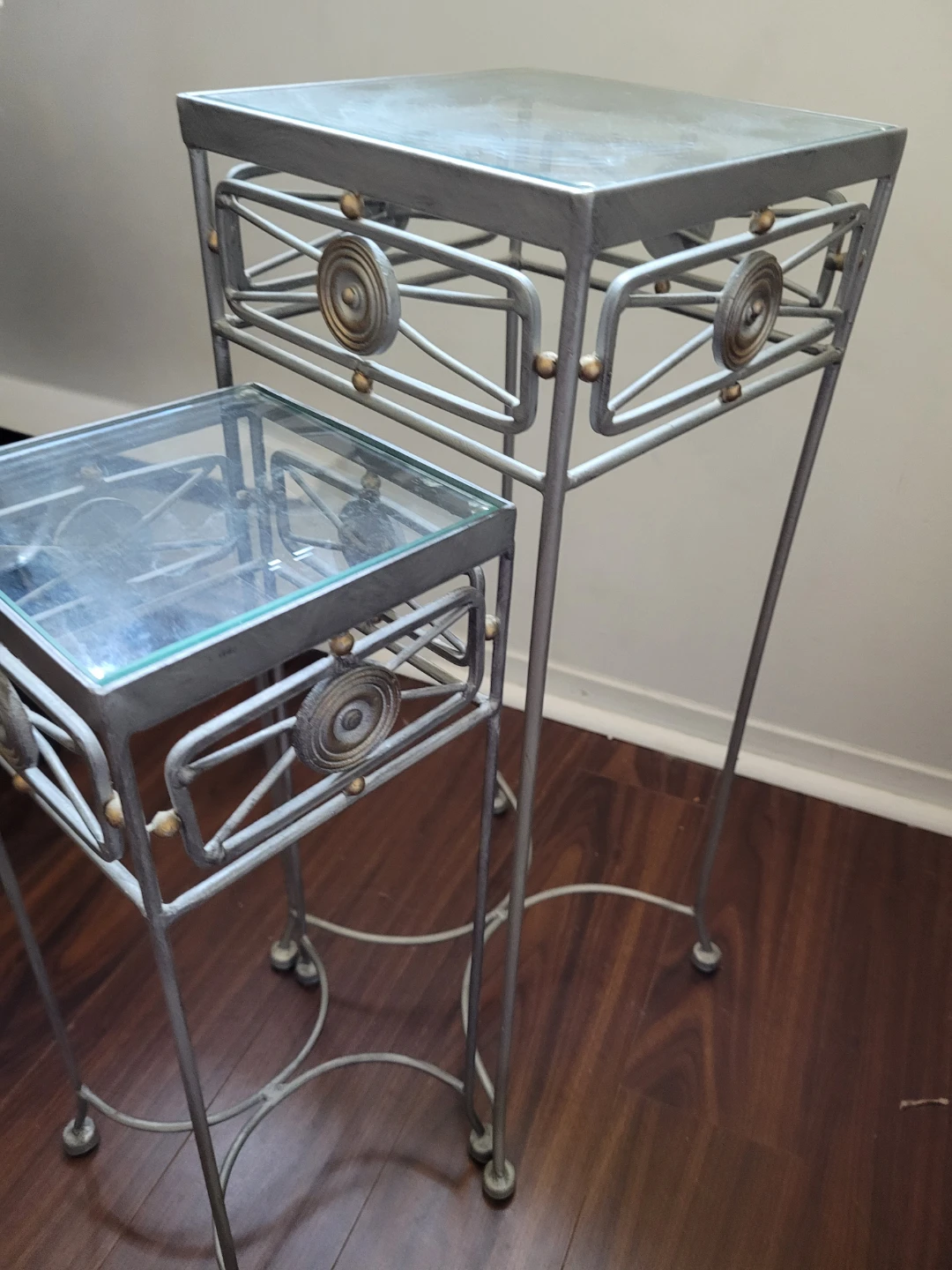 Set of 2 Metal and Glass nesting tables - photo 2
