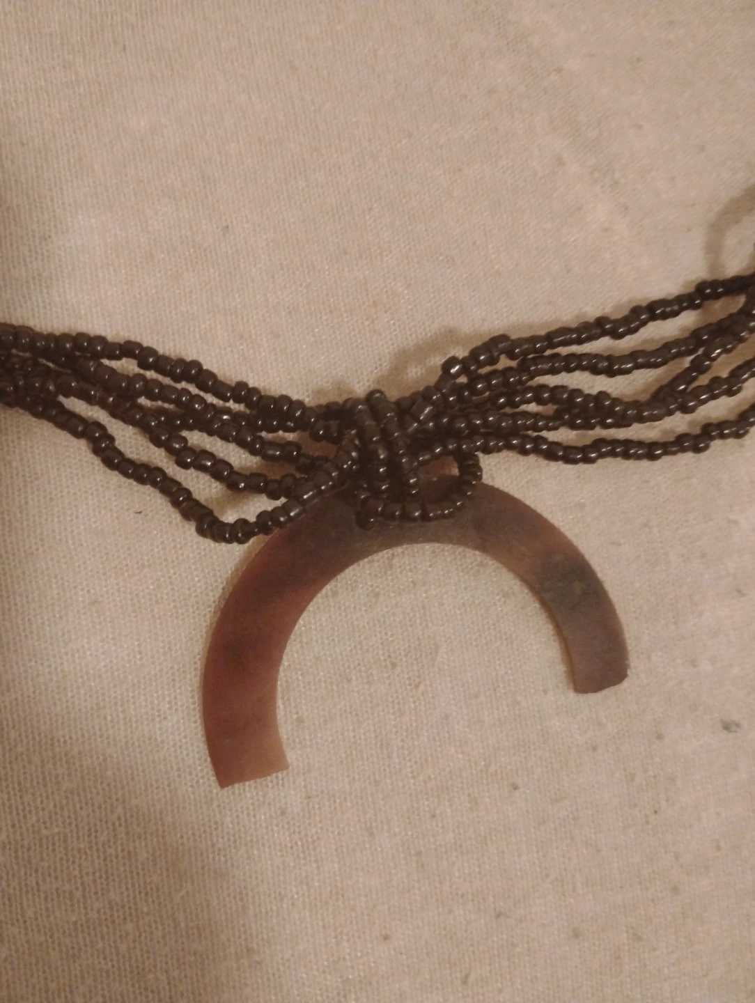 Beaded necklace with crescent moon pendant - photo 2