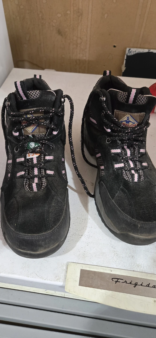 Black and Pink Steel Toe Work Boots size 9