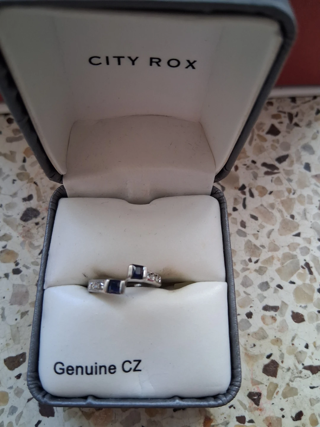 City Rox Ring with Blue Stones and CZ