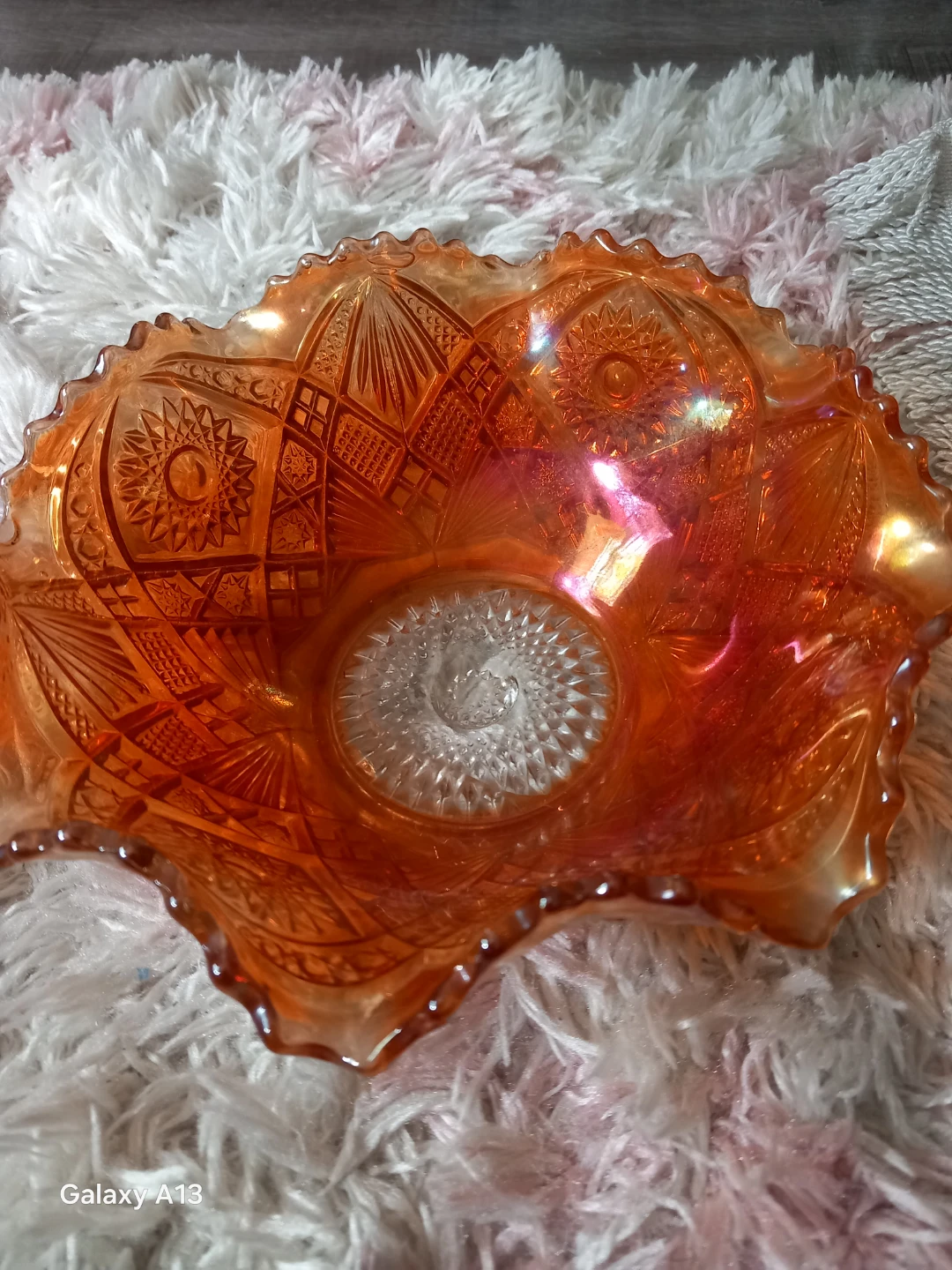 Orange Carnival Glass Bowl
