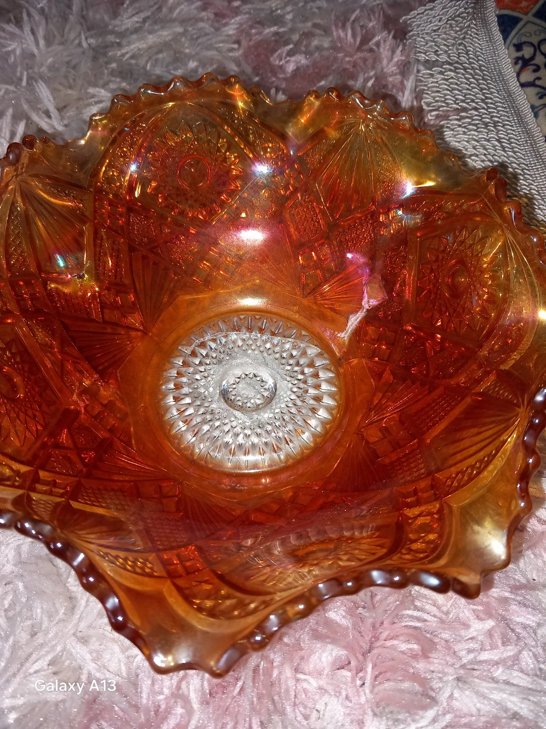 Orange Carnival Glass Bowl - photo 5