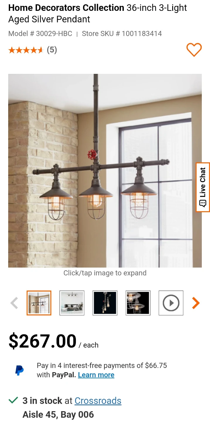 Hanging light fixture