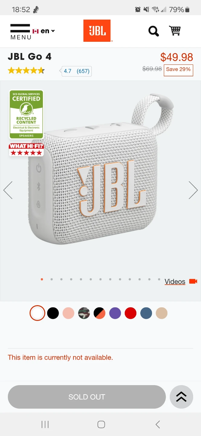 JBL GO4 White Portable Bluetooth Speaker (Brand New In Box)