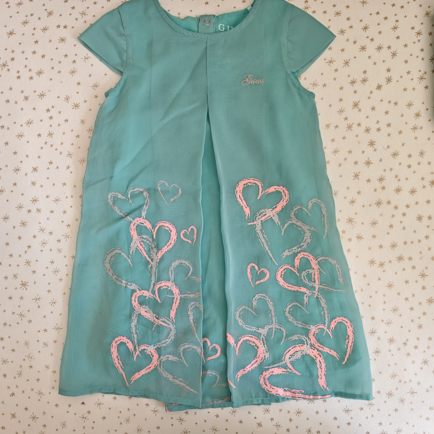 Guess Girls Teal Heart Print Dress 4t - photo 3