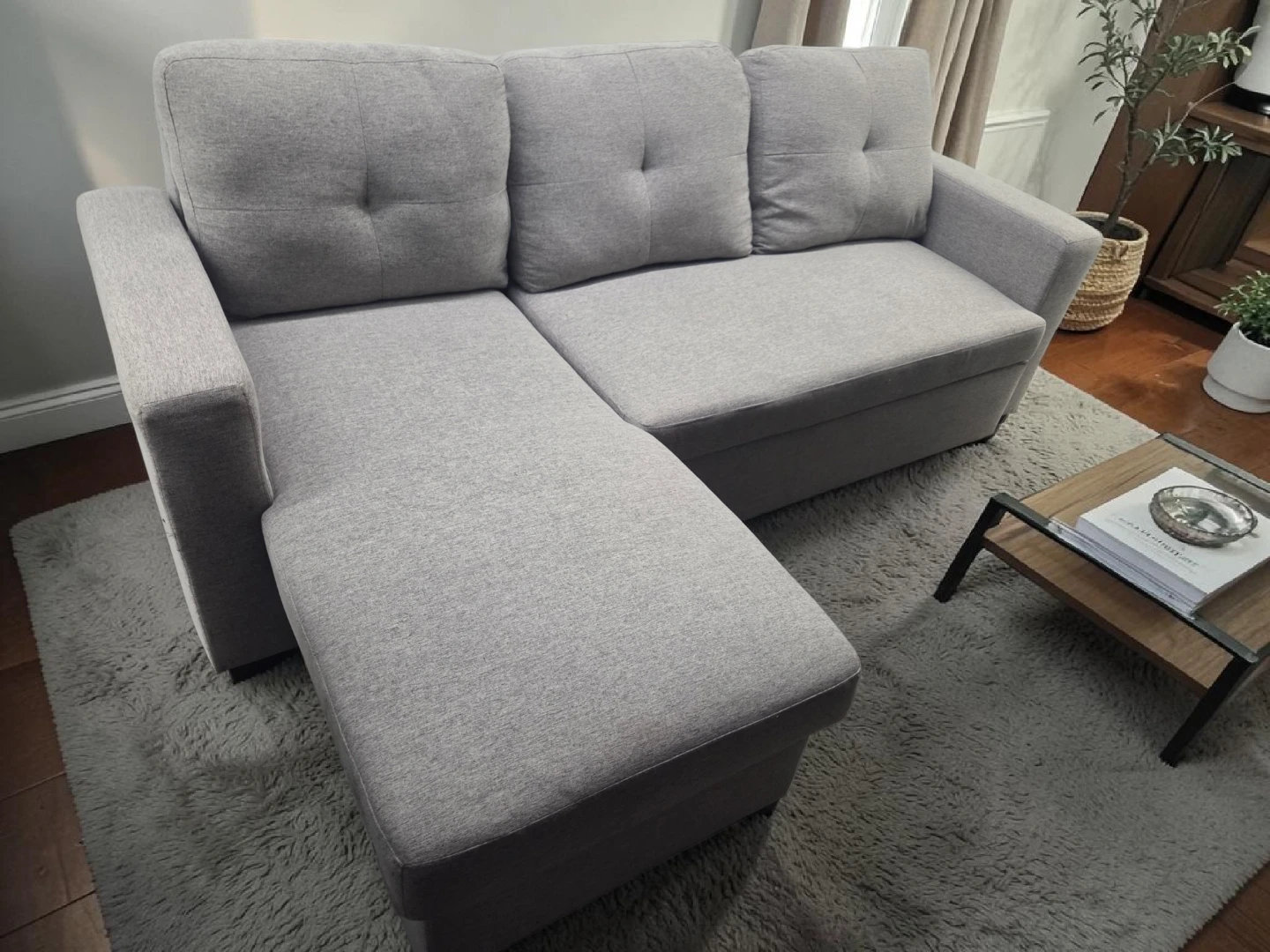 Light Grey Sofa Bed w/ Storage – Clean & Modern - photo 2