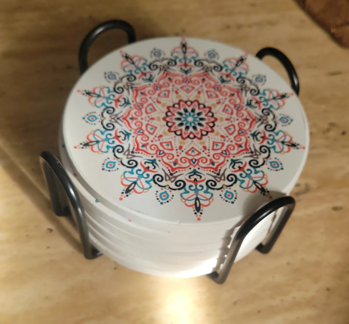 Decorative Coaster Set with Holder