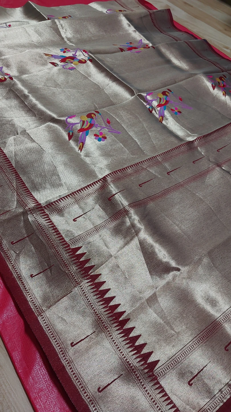 All over gold paithani dupatta Bird Motifs - photo 3