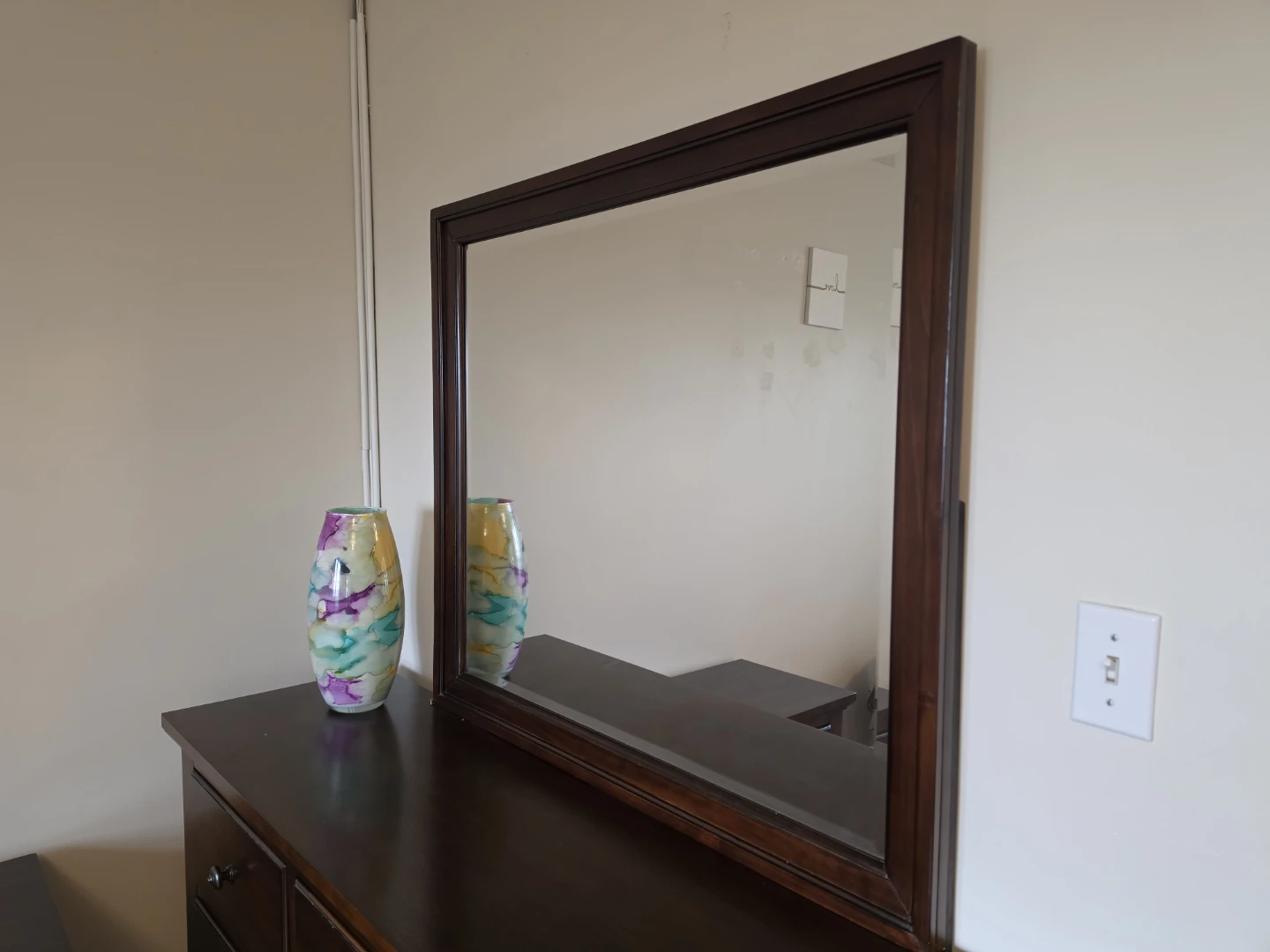 Dark Wood Dresser with Mirror and 2 Nightstands - photo 5