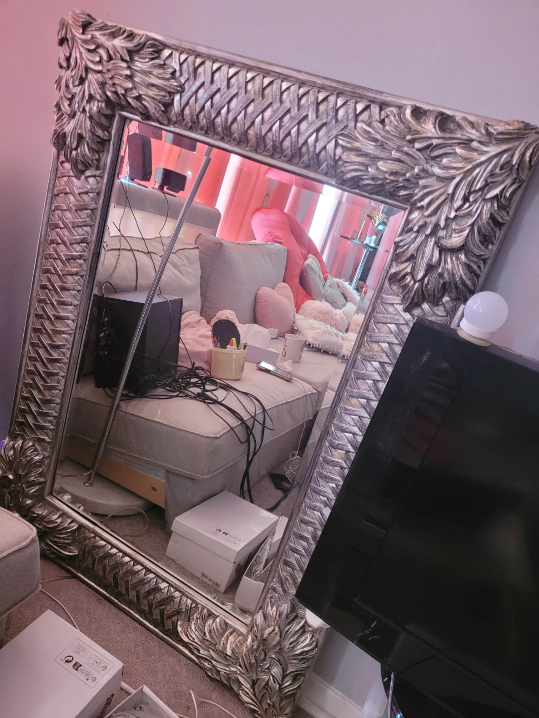 Ornate Silver Framed Full Length Mirror - photo 2