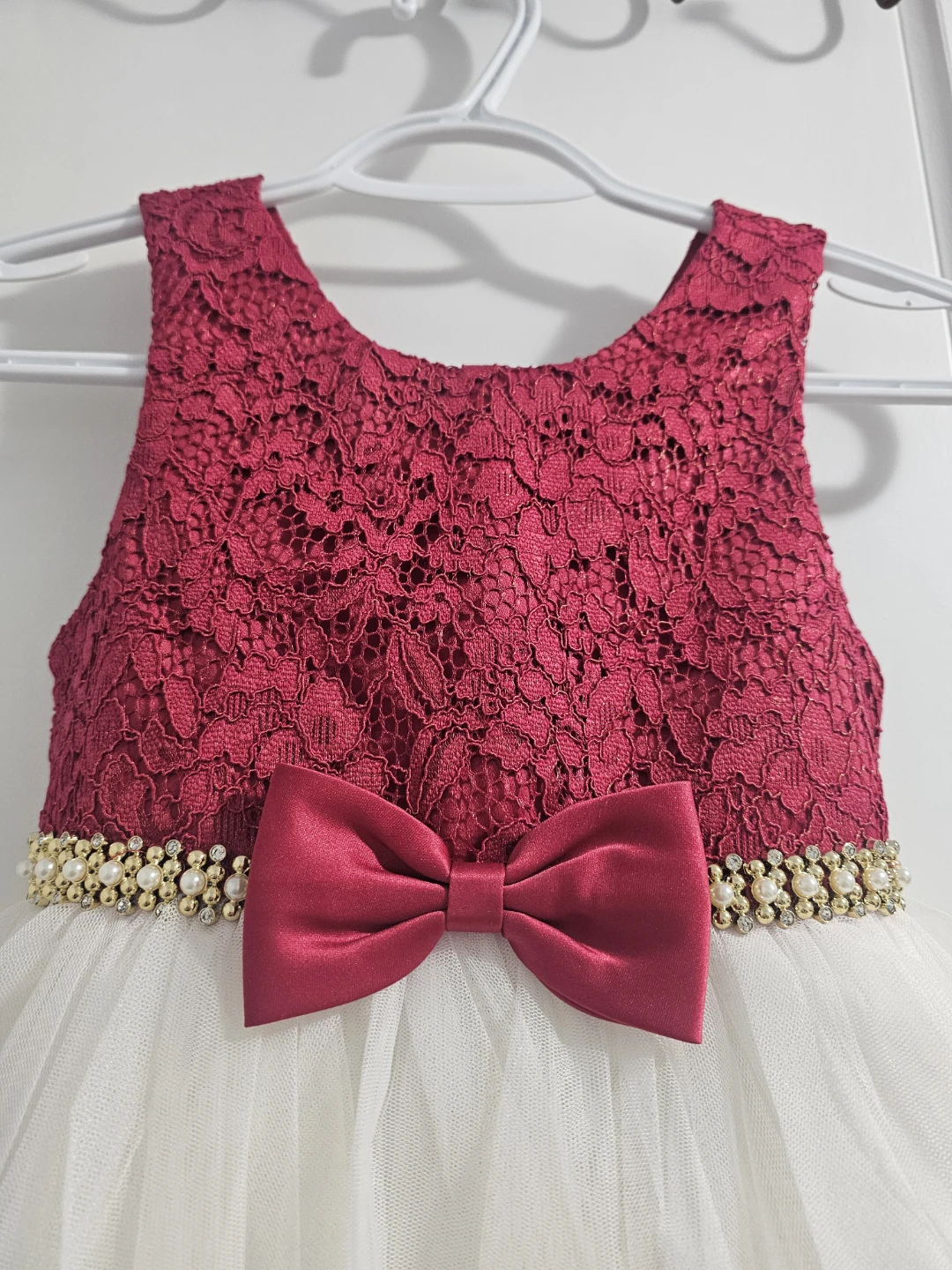 Girls' Lace Tulle Party Dress - Red/White Size 6 - photo 2