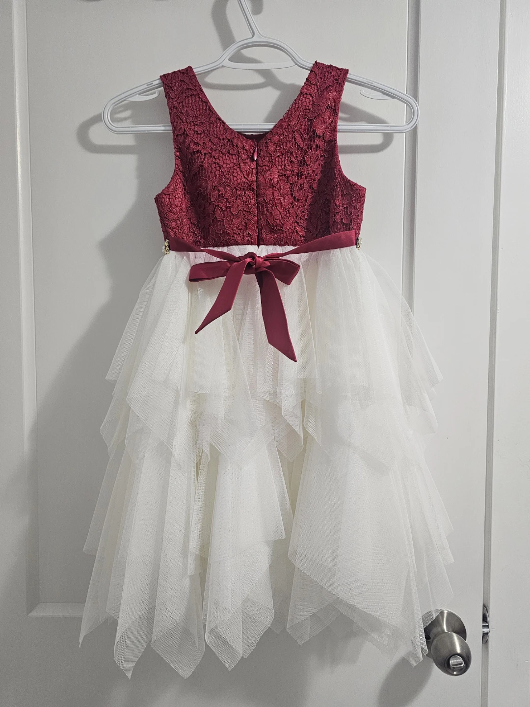 Girls' Lace Tulle Party Dress - Red/White Size 6 - photo 3