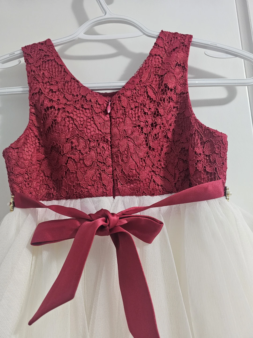 Girls' Lace Tulle Party Dress - Red/White Size 6 - photo 4