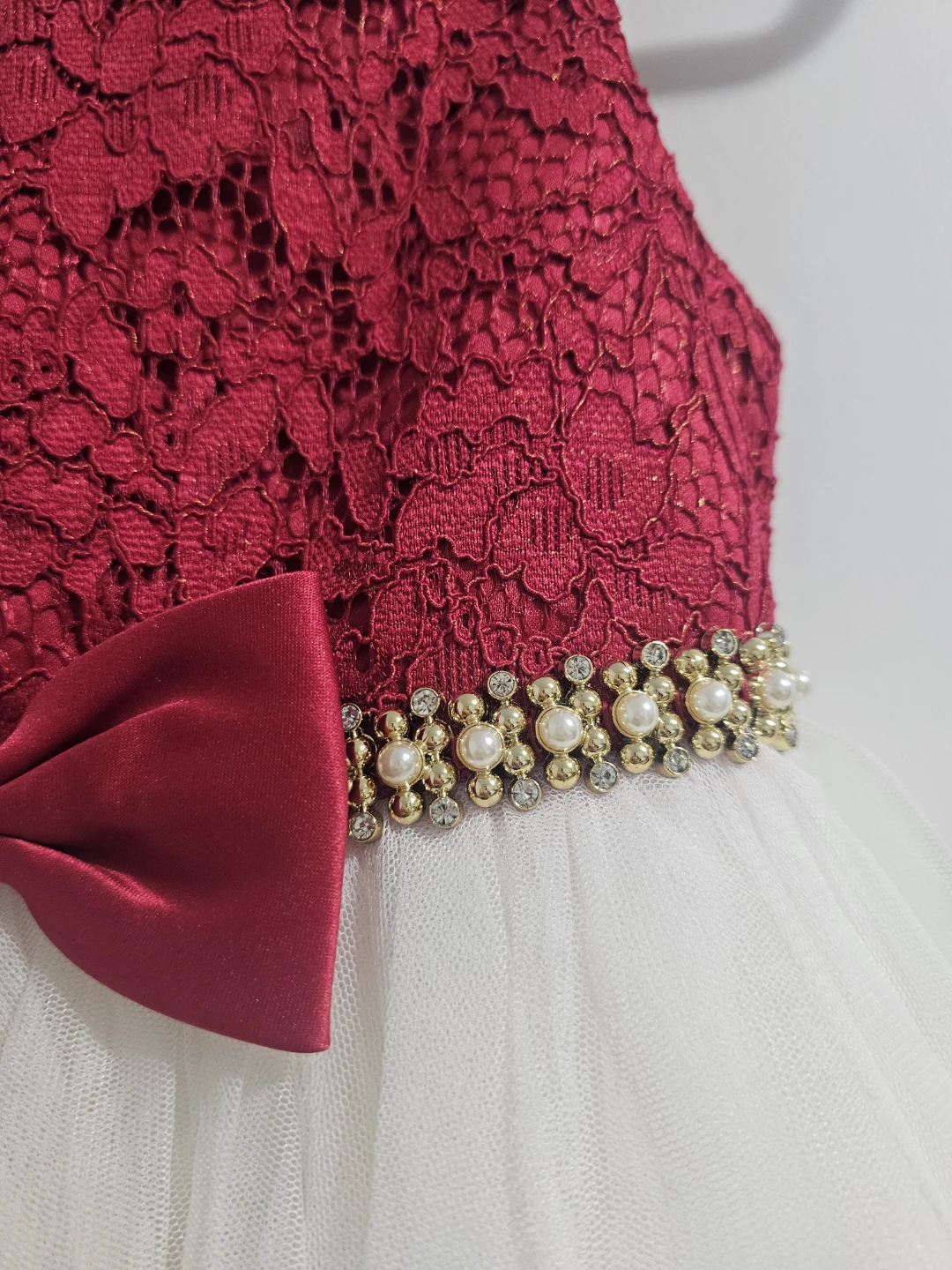 Girls' Lace Tulle Party Dress - Red/White Size 6 - photo 5