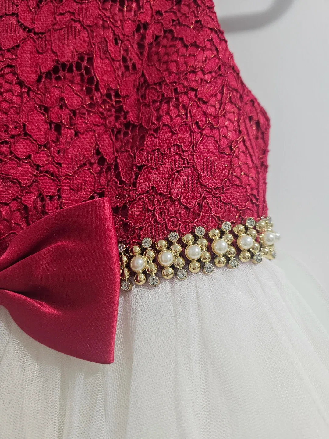 Girls' Lace Tulle Party Dress - Red/White Size 6 - photo 5