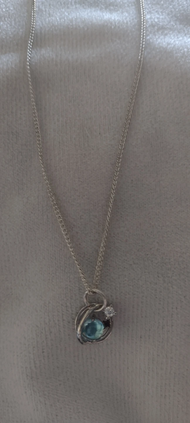 Silver  Pendant Necklace with Blue Stone