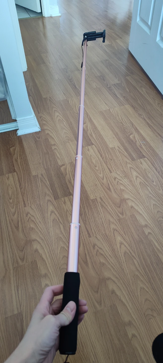 Rose Gold Selfie Stick with Built-in Shutter