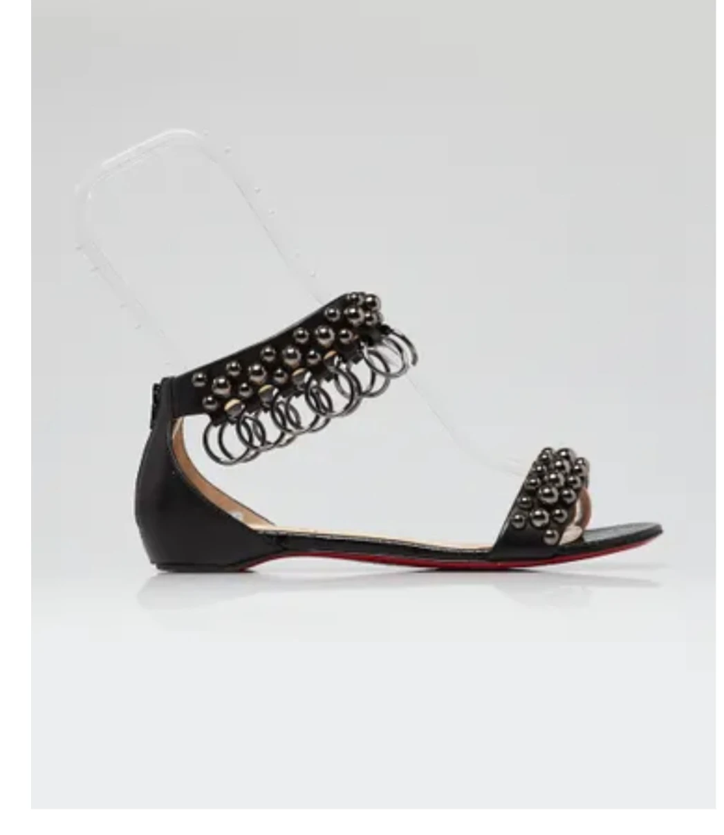 Christian Louboutin Black Studded Gladiator Flat Sandals - photo 3