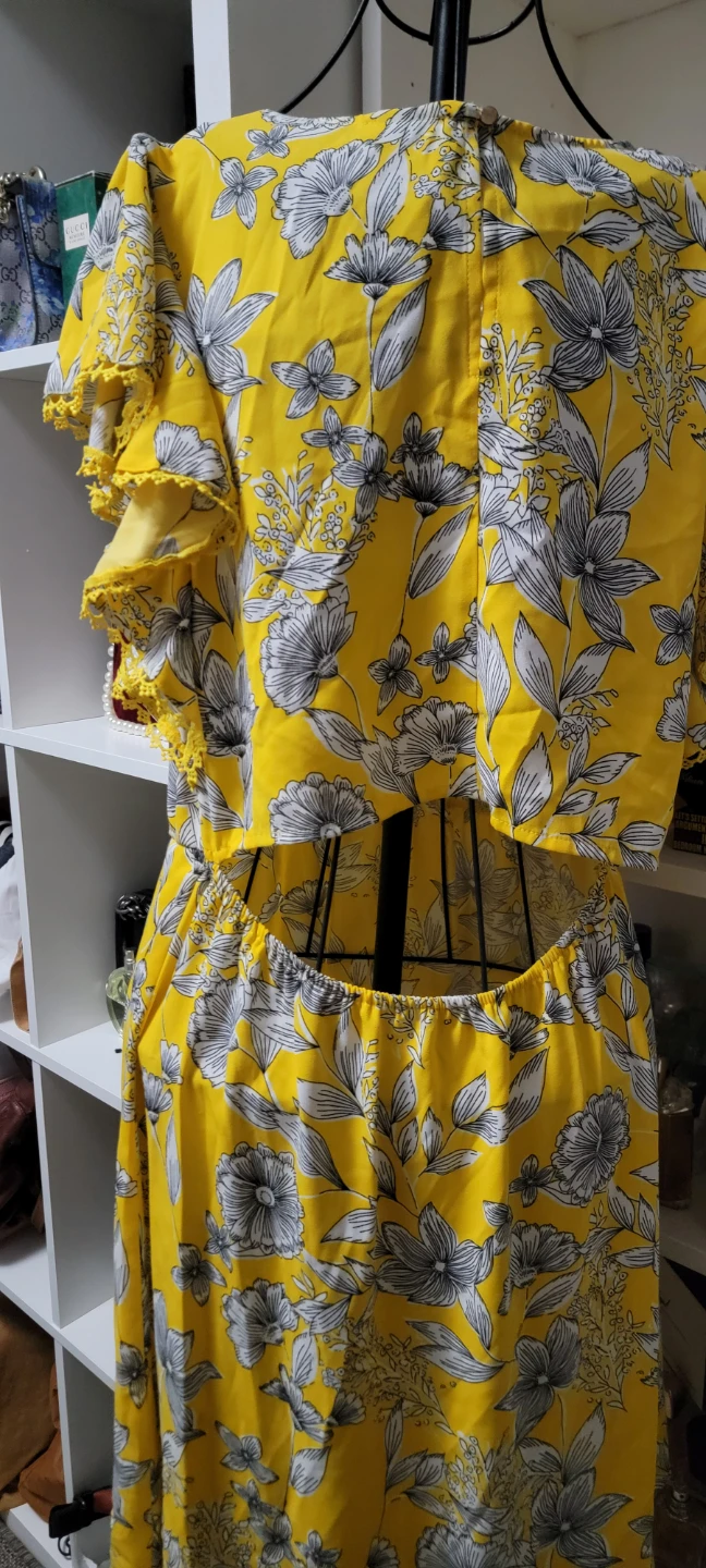 Yellow Floral Dress with Ruffle Sleeves - photo 2