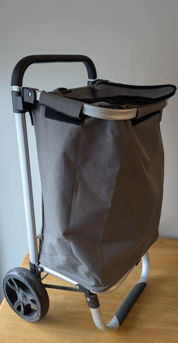 Grey Shopping Trolley with Large Wheels