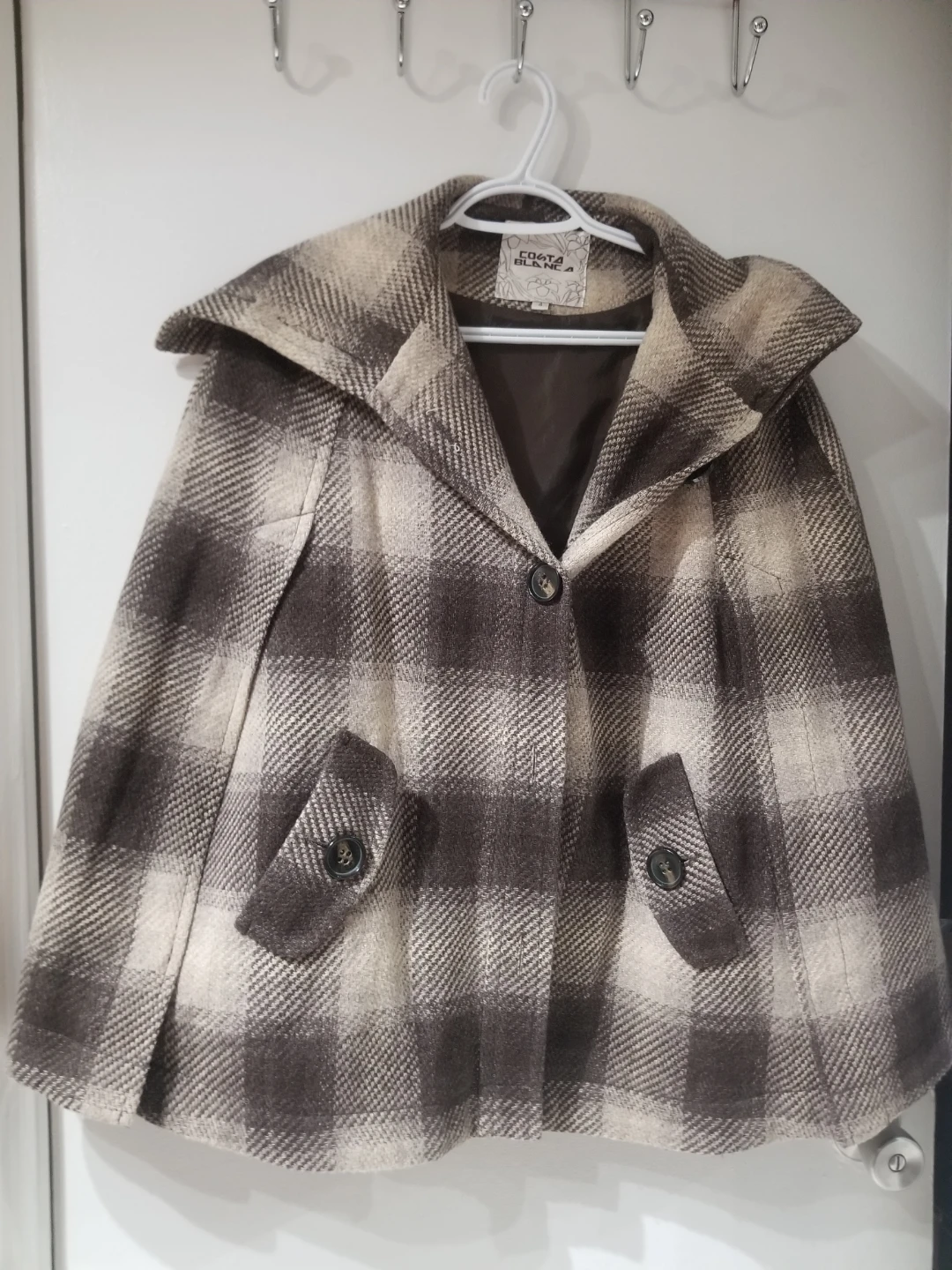 COSTA BLANCA Plaid Cape - Beige/Brown