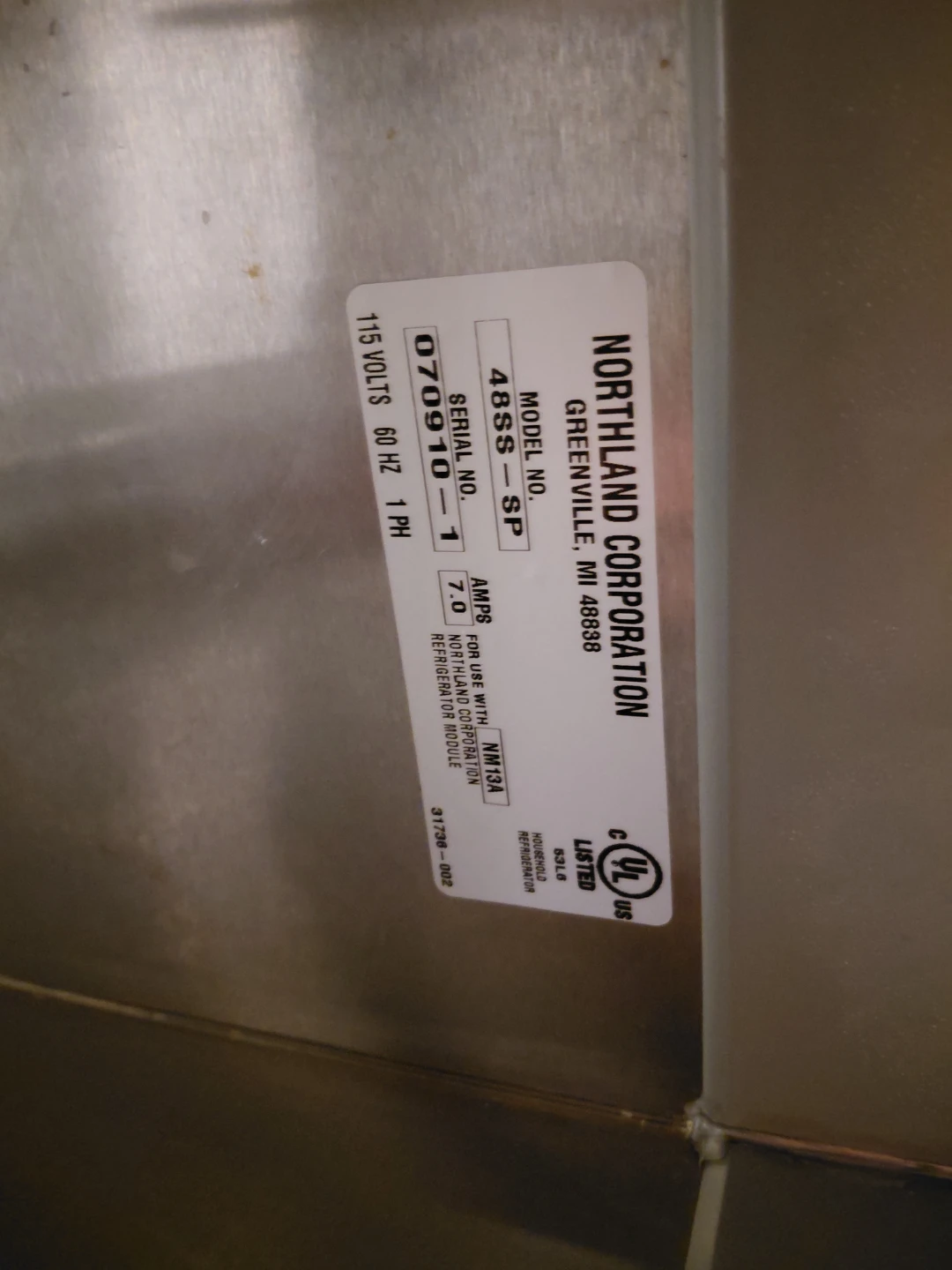Northland Corporation 48SS-SP Refrigerator not working - photo 3