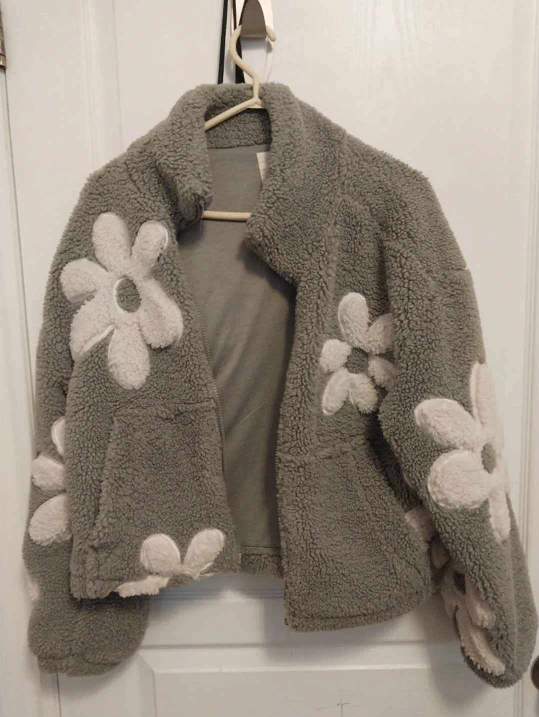 Grey Floral Fleece Jacket